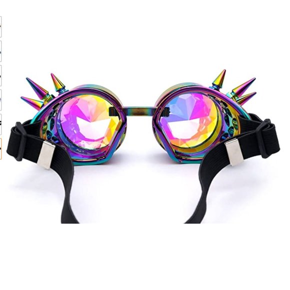 Rave Rainbow Crystal Lenses Steampunk Goggles… main image 5